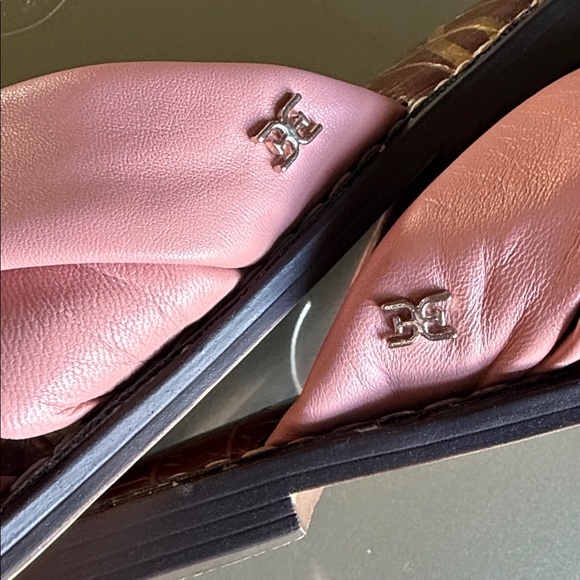 SAM EDELMAN Garson Pink Knotted Leather Slide Sandals Women’s Size 7.5 - Picture 15 of 16